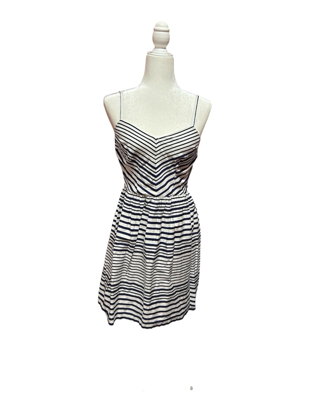 Bar III Nautical Striped Spaghetti Strap Flared Summer mini Dress Navy and White